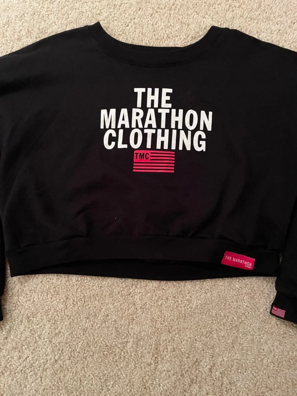 The Marathon Clothing Black Cropped Crewneck with White Logo - Picture 2 of 8